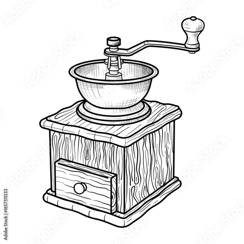Vintage Hand Drawn Coffee Grinder Vector Illustration
