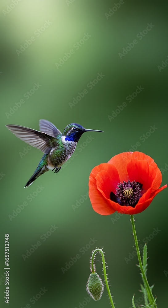 Fototapeta premium Emerald Whisper, Poppy Bloom