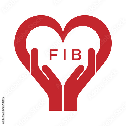 FIB Heart Care Logo – Charity, Healthcare and Community Support Icon. FIB Letter Logo.
