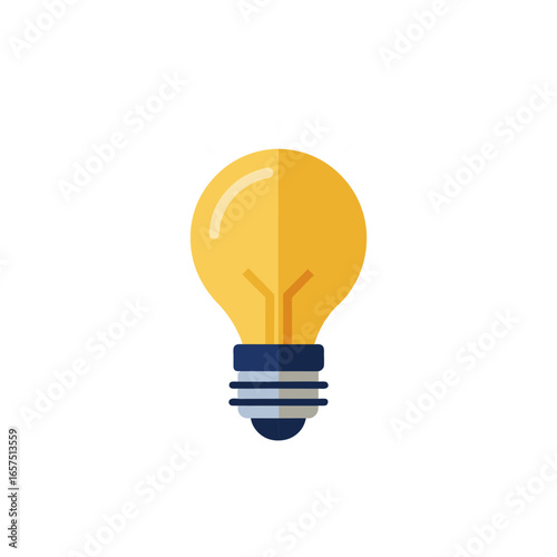 Bright yellow light bulb glowing with inspiration on a black background