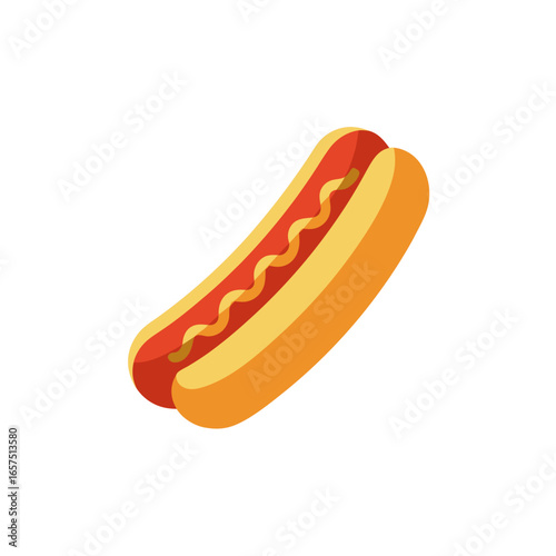 Stylized hot dog with mustard on a black background