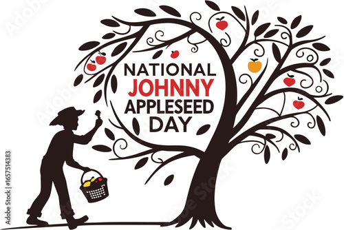 NATIONAL JOHNNY APPLESEED DAY vector illustration