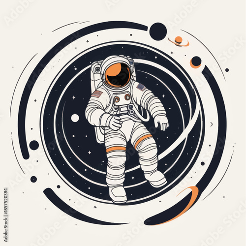 Astronaut in Cosmic Swirl: A Spacefaring Illustration