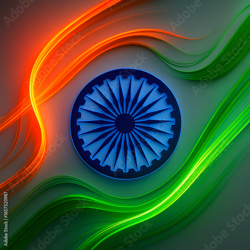 Ashoka Chakra art 2026 wallpaper, Indian flag paint strokes, 