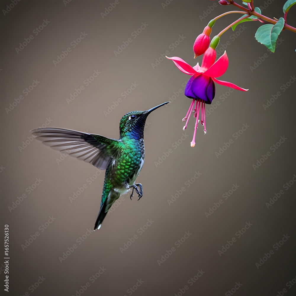 Fototapeta premium Emerald Whisper & Fuchsia Bloom