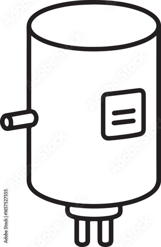 line drawing of a cylindrical water heater vector illustration