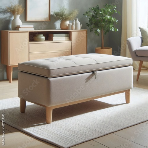 Custom Upholstered Storage Bench with Lift-Top Lid