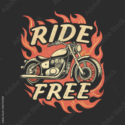 Classic motorcycle vector illustration. Motor bike for logo, biker club emblem, sticker, t shirt design print.
