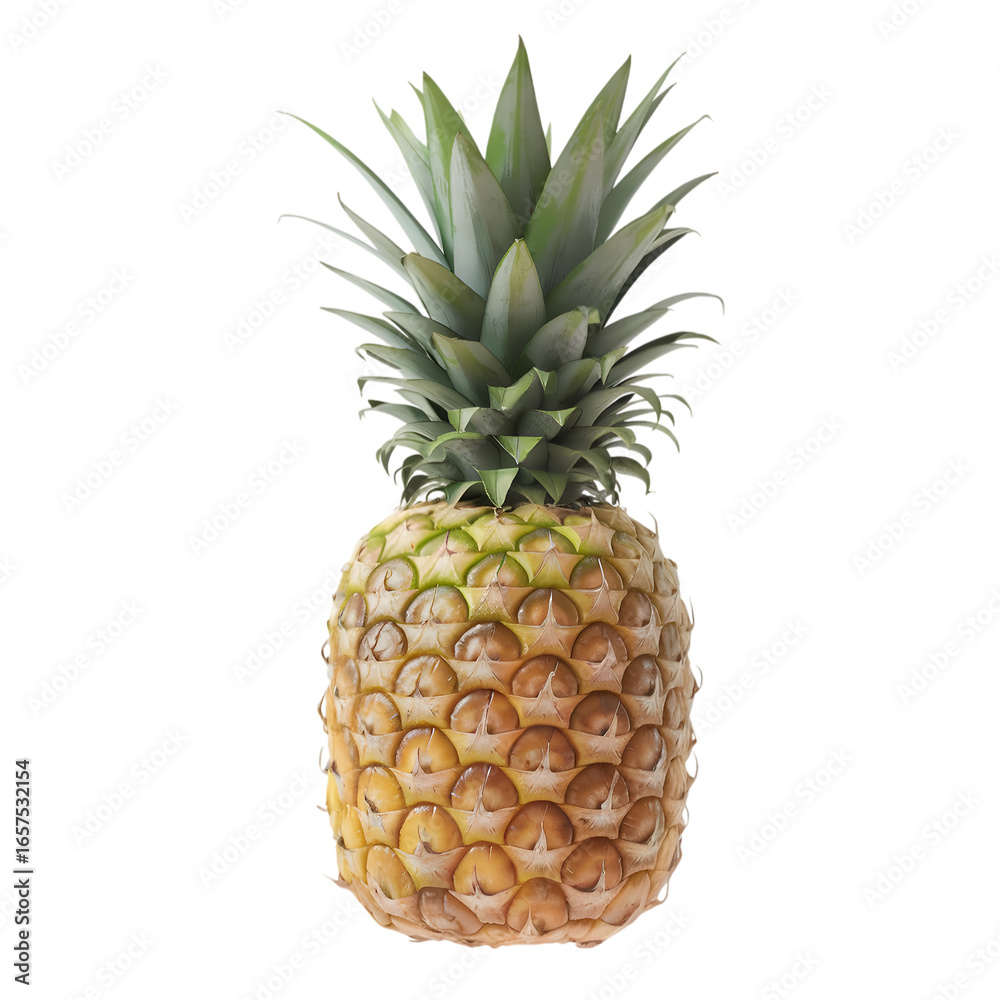 Fototapeta premium Fresh pineapple against a transparent background, perfect for food photography. AI Generated 