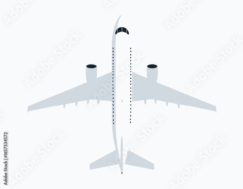 Top-Down View of a Modern Passenger Airplane.