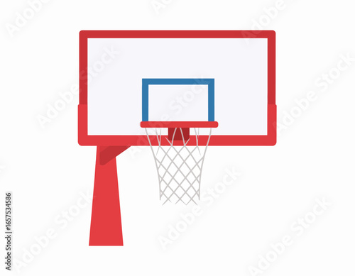 Red Basketball Hoop and Backboard Illustration.