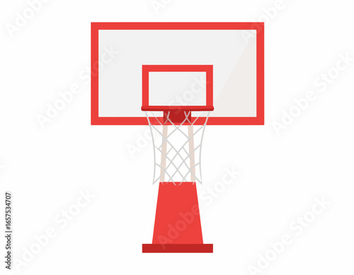 Red Basketball Hoop and Backboard Illustration.