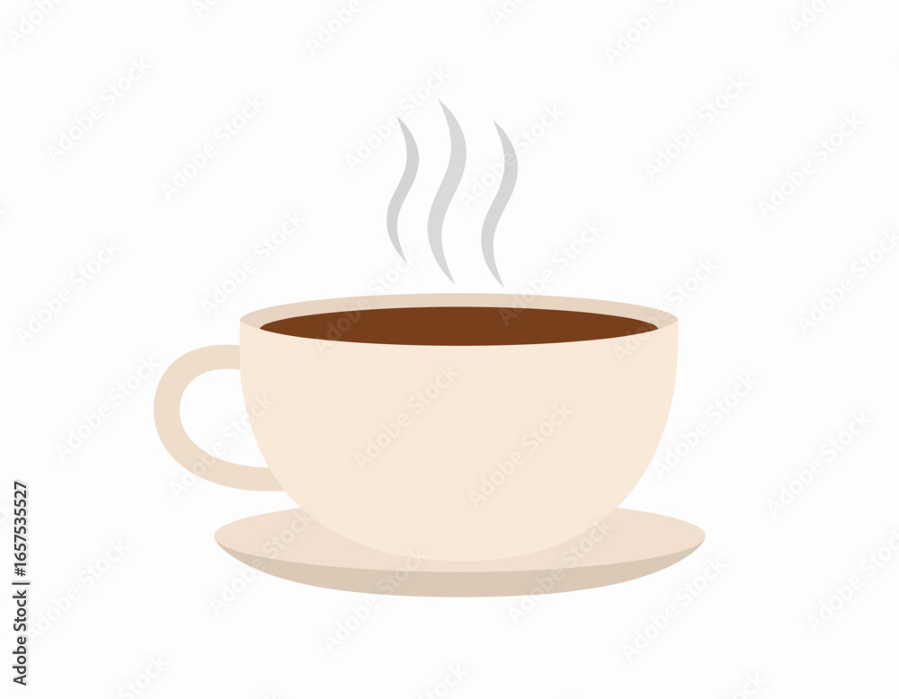 Fototapeta premium Simple Cartoon Coffee Cup with Steam.