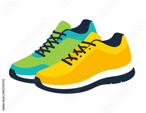 Colorful Pair of Running Shoes Ready for Exercise.