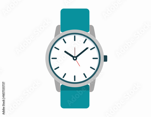 Stylish Teal-Strap Wristwatch Illustration.