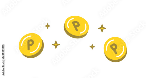 ポイントが光るアイコンイメージ。ポイ活。Icon image with glowing points. Point activities.