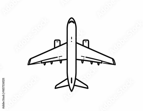 Simple Outline Drawing of a Commercial Airplane.