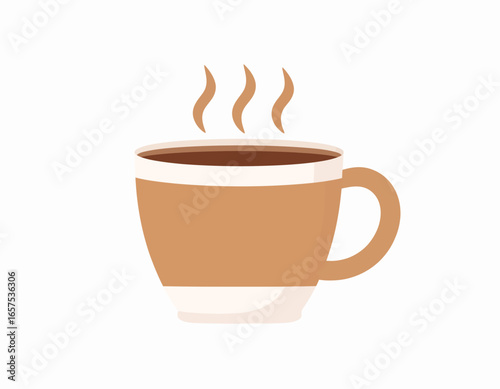 Warm Brown Coffee Mug with Steam.