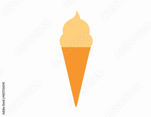 Simple Orange Ice Cream Cone Illustration.
