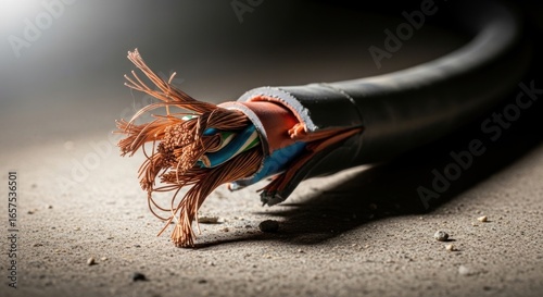 Raw Conductivity: A Dramatic Close-Up of a Severed Power Cable's Exposed Copper Wires