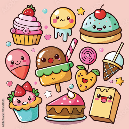 Kawaii Pixel Art: Sweet Treats Collection - Delightful Desserts & Cute Characters