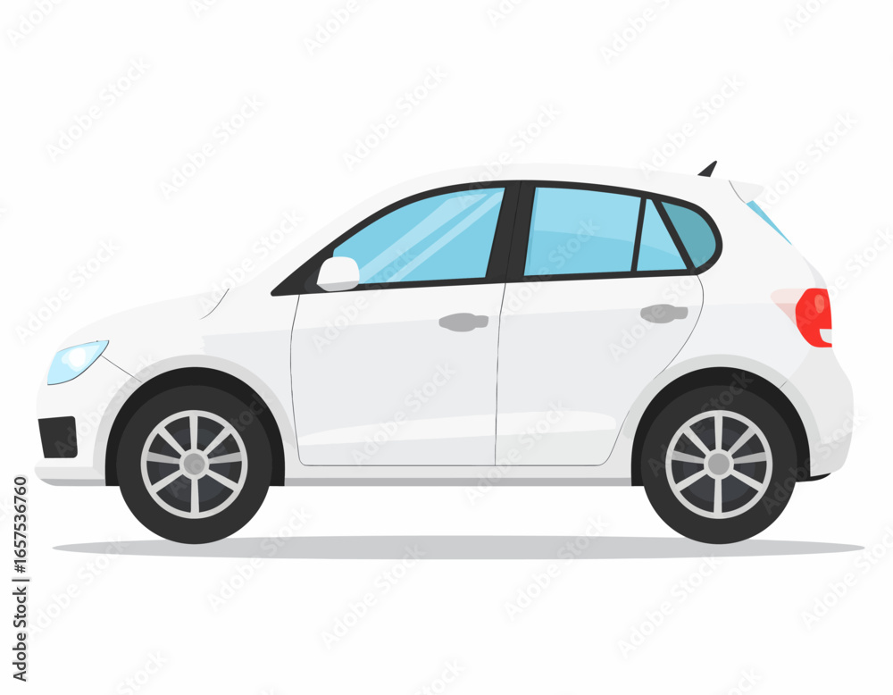 Fototapeta premium White SUV Car Side View Illustration.