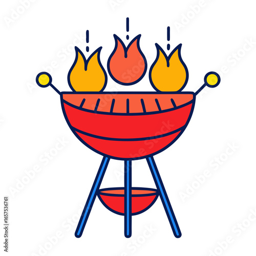Vibrant barbecue grill illustration ready for a summer cookout, perfect for grilling, picnics, and outdoor celebrations, inviting people to enjoy delicious food and create lasting memories