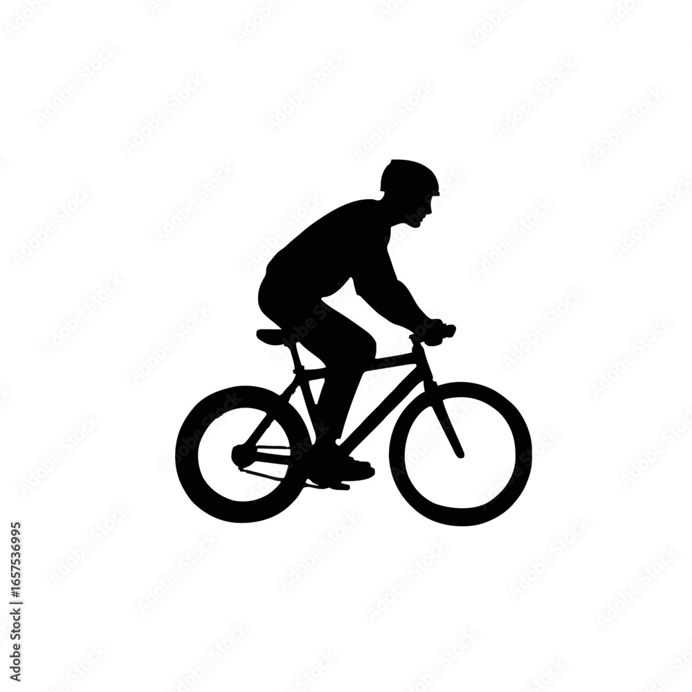 Fototapeta premium Silhouette of a man riding a bicycle