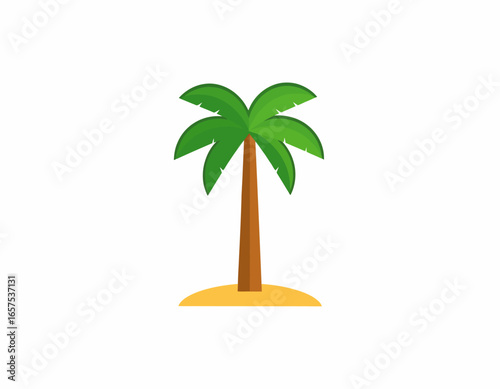 Simple Cartoon Palm Tree on Sandy Ground.