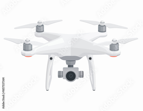 Modern White Drone with Camera for Aerial Photography.