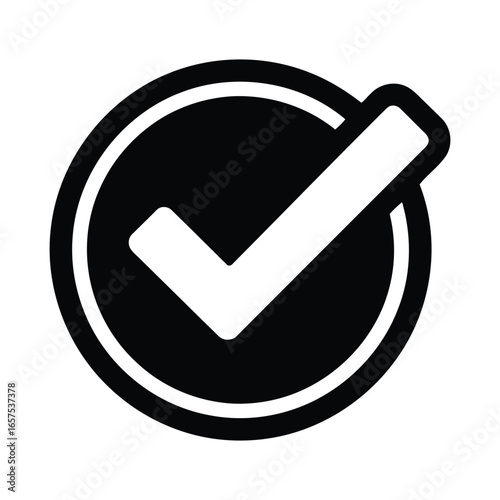 Black silhouette vector illustration of check mark inside circle
