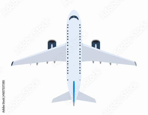 Top-Down View of a Modern Passenger Airplane.