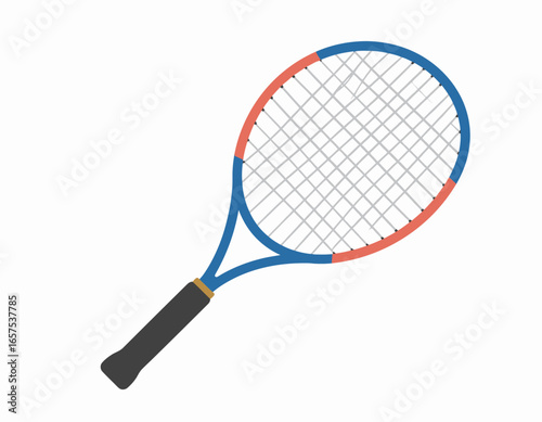 Colorful Tennis Racket, Sport Equipment, Illustration.