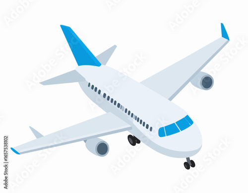 Isometric Illustration of a Commercial Airplane.