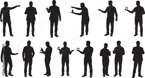 set of business people, Businessmen Talking Silhouette Vector,  Meeting Discussion People Illustration