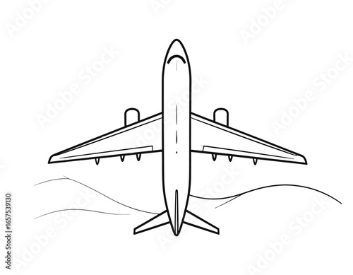 Simple Outline Drawing of a Passenger Airplane.