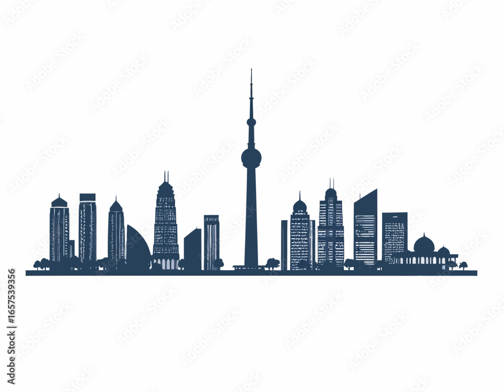 Obraz premium Shanghai Skyline Silhouette, Modern Cityscape.