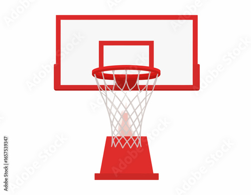 Red Basketball Hoop and Backboard with Net.