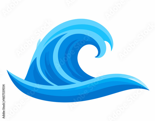 Stylized Blue Ocean Wave Graphic Design.