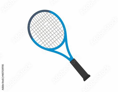 Blue and Gray Tennis Racket Illustration.