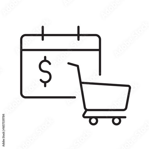 A vector icon representing the 'Buy Now Pay Later' payment method, created in line style with editable stroke