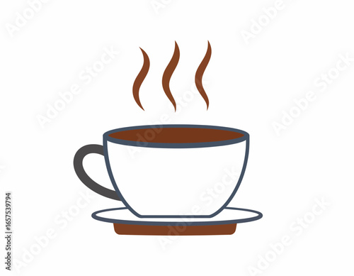 Simple Illustration of a Hot Coffee Cup with Steam.