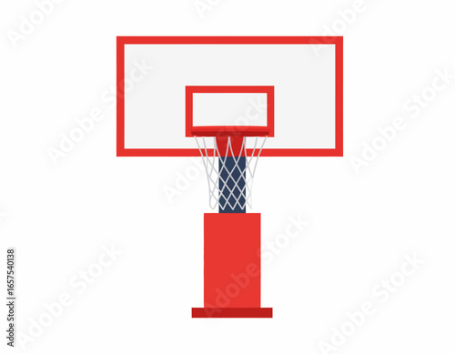 Red Basketball Hoop and Backboard on a Stand.