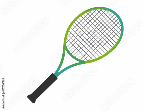 Colorful Tennis Racket, Sport Equipment, Two-toned Design.