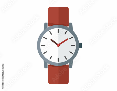 Flat Design Wristwatch with Red Band.