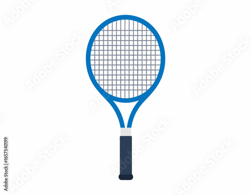 Blue Tennis Racket, Sport Equipment, Illustration.