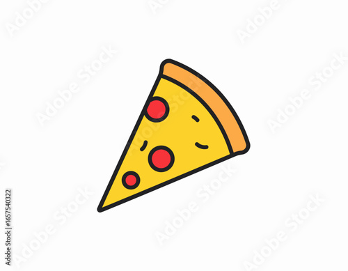 Cartoon Slice of Pizza with Red Toppings.