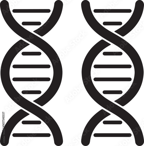 Minimalist DNA Double Helix Silhouette Pair
