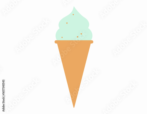 Simple Mint Ice Cream Cone Illustration.