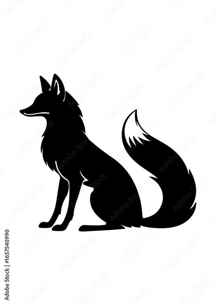 Obraz premium Sitting Fox Silhouette Illustration